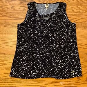 Anne Klein Dark Navy Blue and White Size M Polka Dot summer Blouse medium